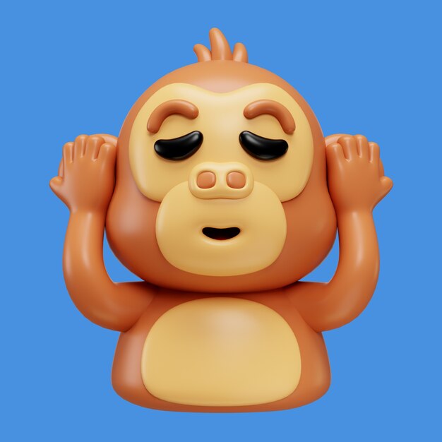 Renderizado en 3D del emoji del mono