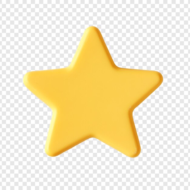 Renderizado en 3D de una estrella amarilla sobre un fondo transparente