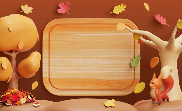 Renderizado en 3D del fondo en blanco del estandarte de las ventas de otoño