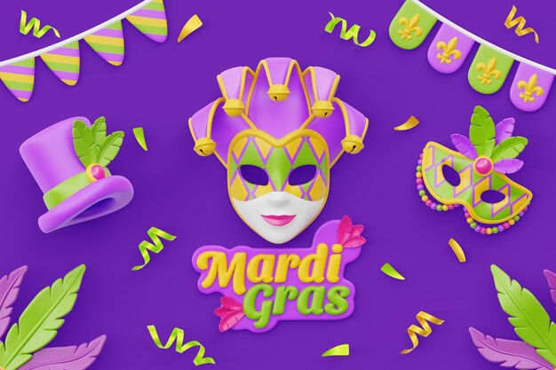 Renderizado en 3D del fondo del Mardi Gras