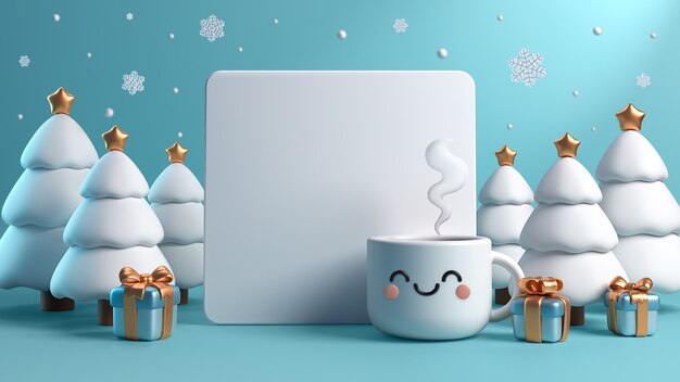 Renderizado en 3D del fondo de la Navidad de invierno