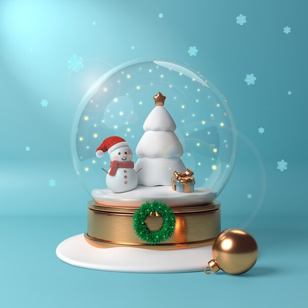 Renderizado en 3D del fondo de la Navidad de invierno