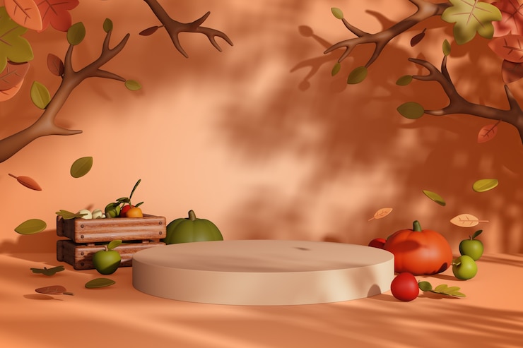 PSD gratuito renderizado en 3d del fondo del podio de ventas de otoño