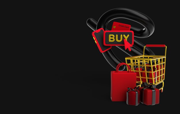 Renderizado en 3D del fondo de las ventas del viernes negro