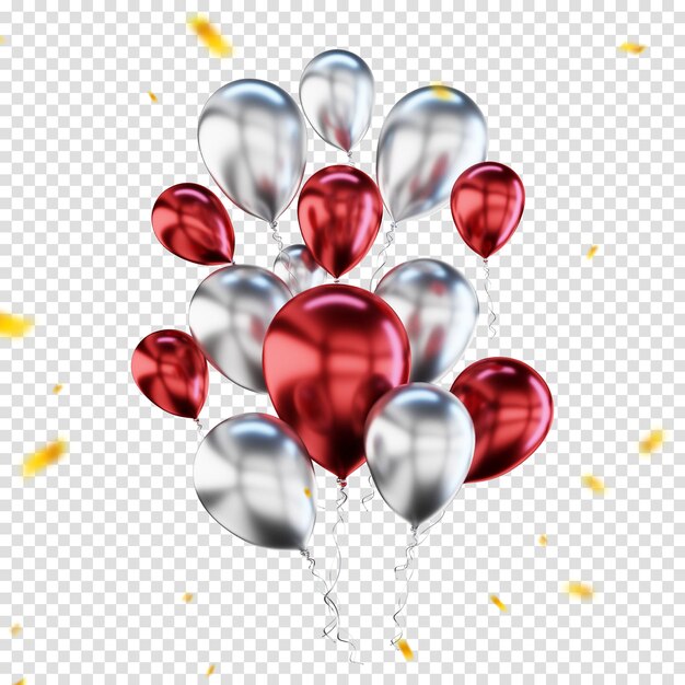 Renderizado en 3D de globos aislados para la composición de globos de colores