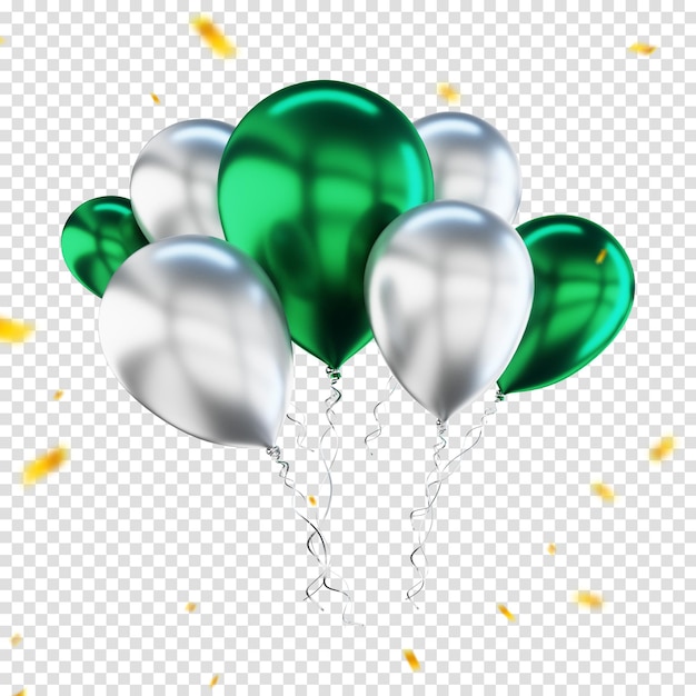 Renderizado en 3D de globos aislados para la composición de globos de colores