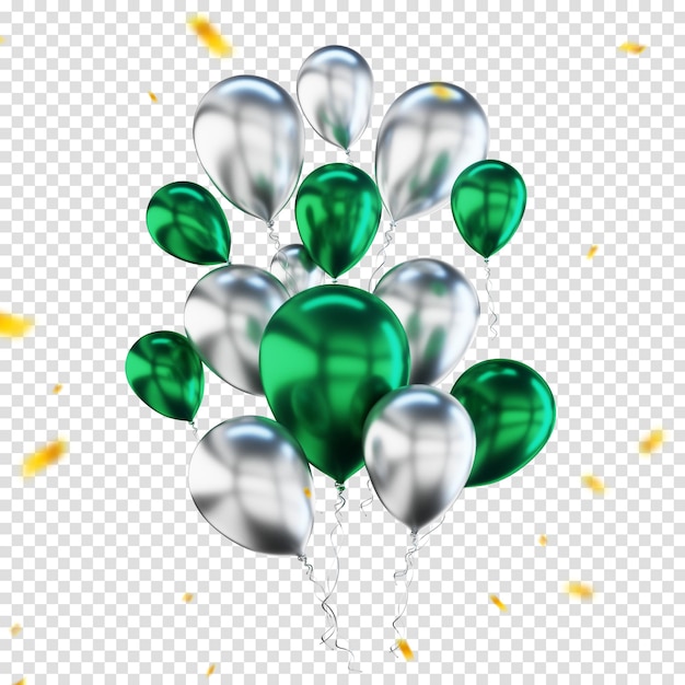 Renderizado en 3D de globos aislados para la composición de globos de colores