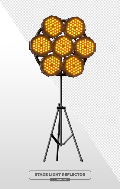 Renderizado en 3D del grupo de luces de escenario LED SevenUnit en el soporte del trípode
