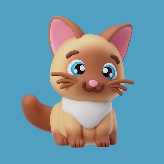 Renderizado en 3D del ícono del animal kawaii
