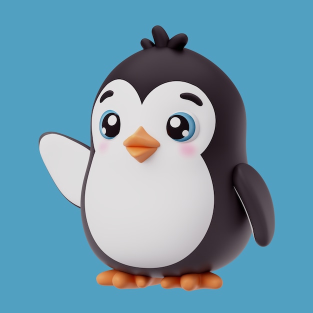 Renderizado en 3D del ícono del animal kawaii