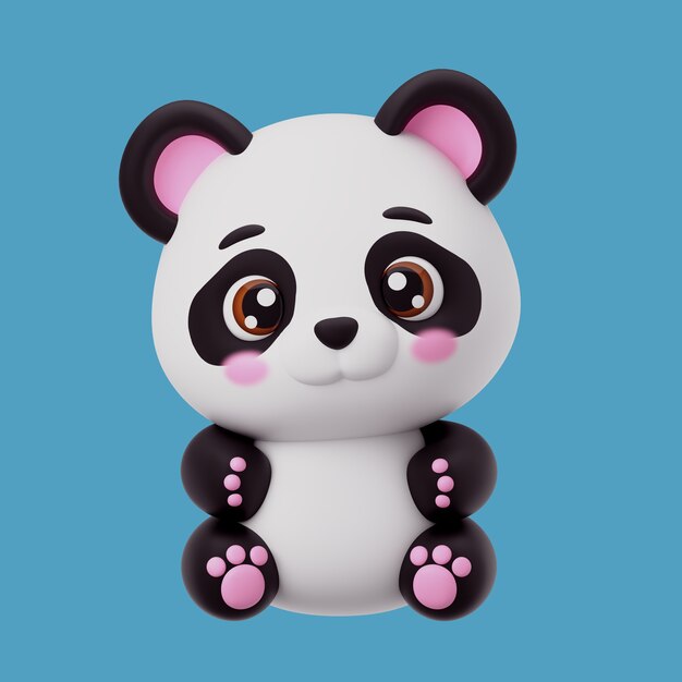Renderizado en 3D del ícono del animal kawaii