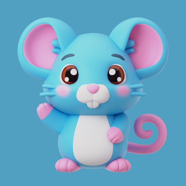 Renderizado en 3D del ícono del animal kawaii