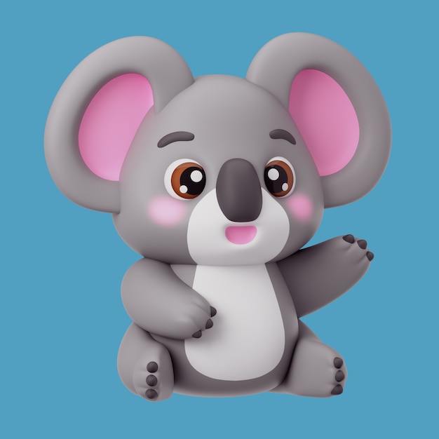 Renderizado en 3D del ícono del animal kawaii