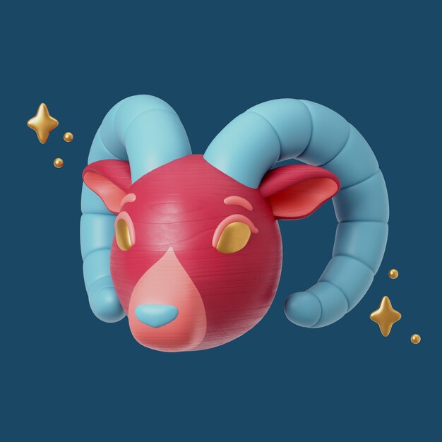 Renderizado en 3D del ícono del capricornio