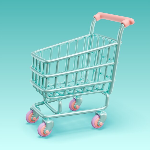 Renderizado en 3D del icono de compra en línea