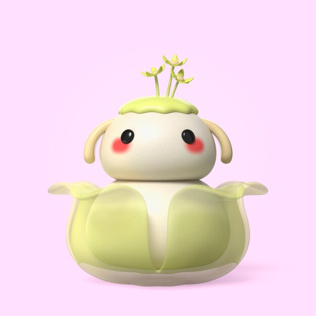 Renderizado en 3D del icono de una criatura linda