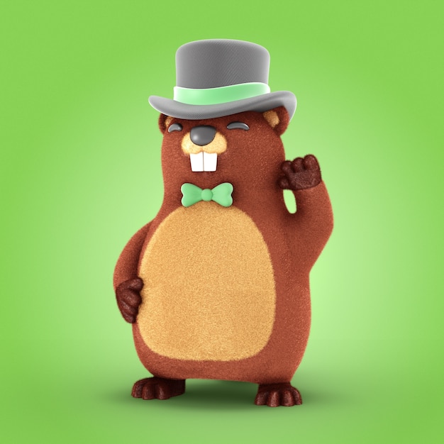 Renderizado en 3D del icono del día de la marmota