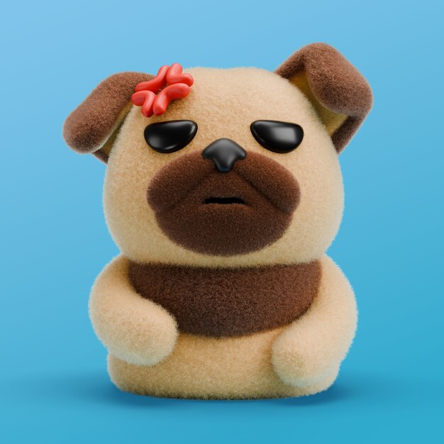 Renderizado en 3D del icono del emoji del perro