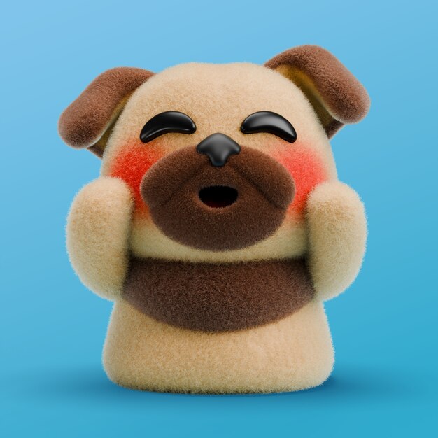 Renderizado en 3D del icono del emoji del perro