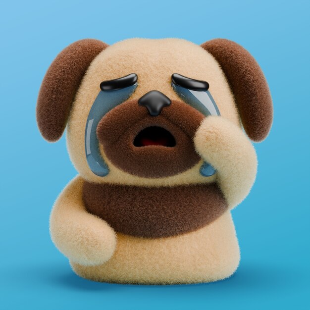 Renderizado en 3D del icono del emoji del perro
