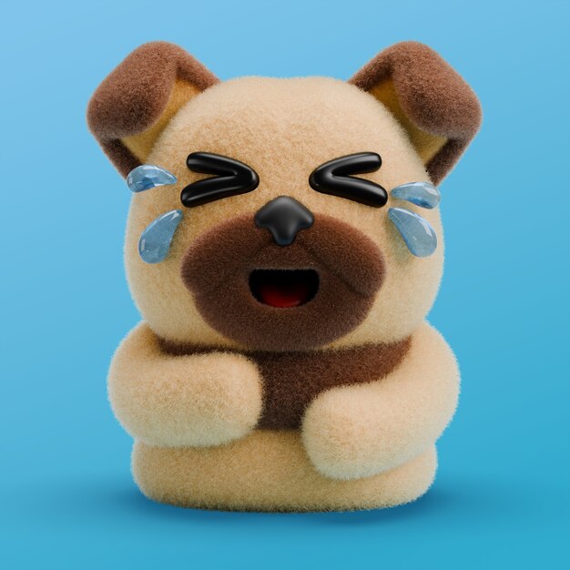 Renderizado en 3D del icono del emoji del perro