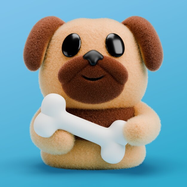 Renderizado en 3D del icono del emoji del perro