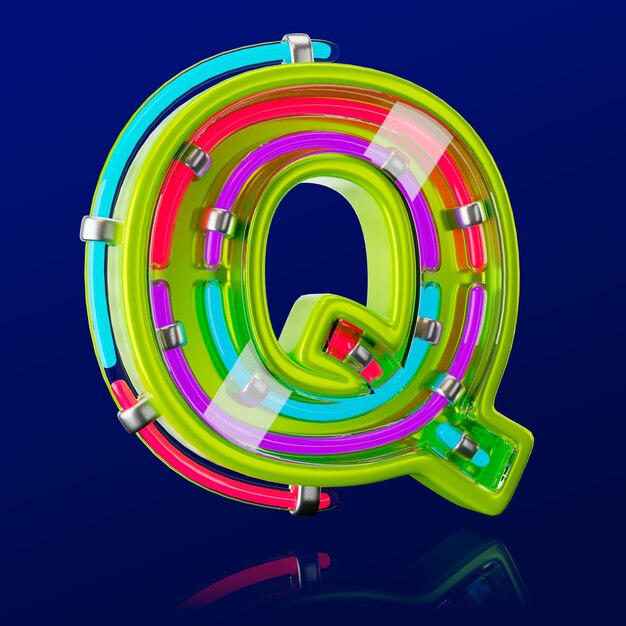 Renderizado en 3D del icono de la letra de neón