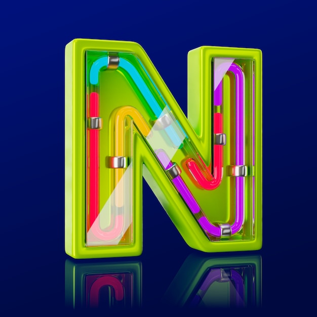 Renderizado en 3D del icono de la letra de neón