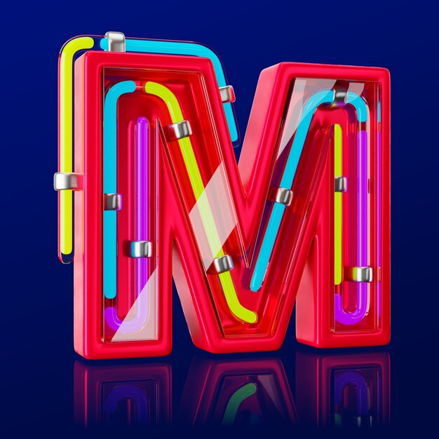 Renderizado en 3D del icono de la letra de neón