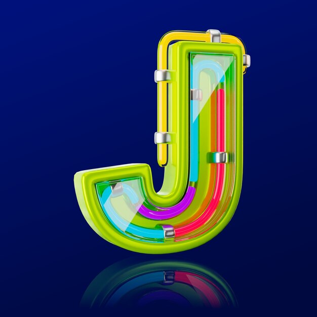 Renderizado en 3D del icono de la letra de neón