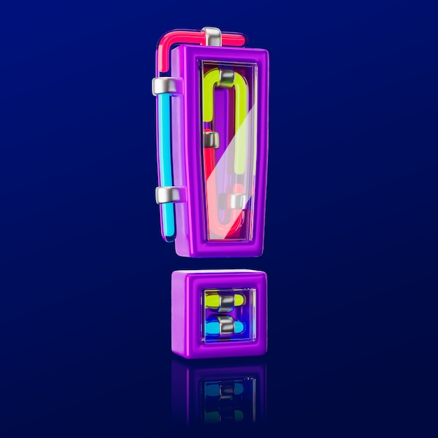 Renderizado en 3D del icono de la letra de neón