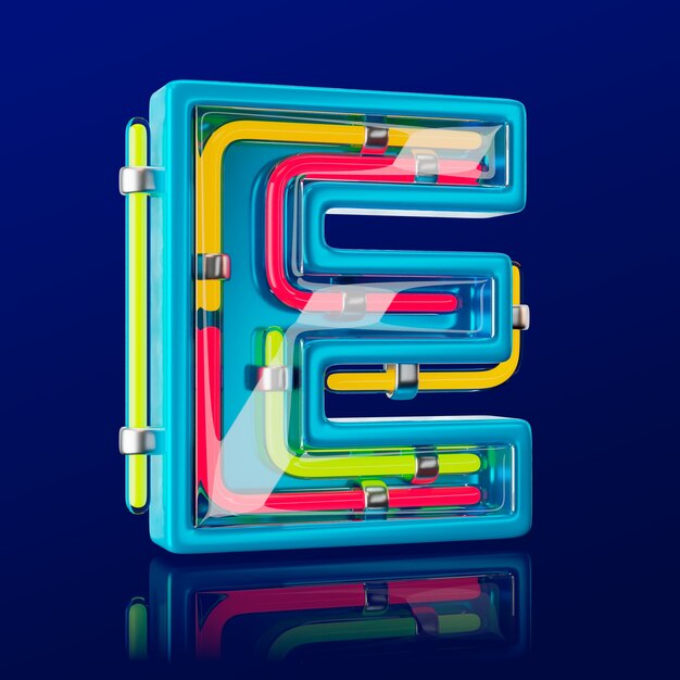 Renderizado en 3D del icono de la letra de neón