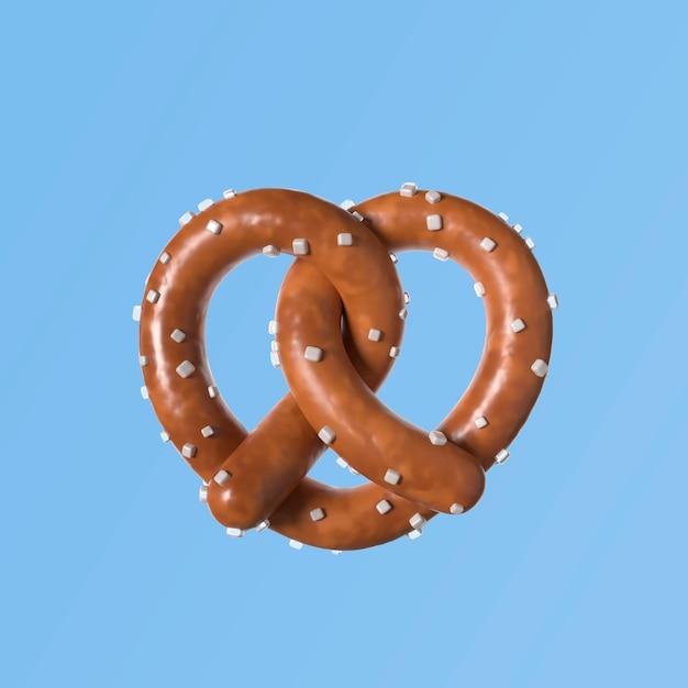 Renderizado en 3D del icono del pretzel del Oktoberfest