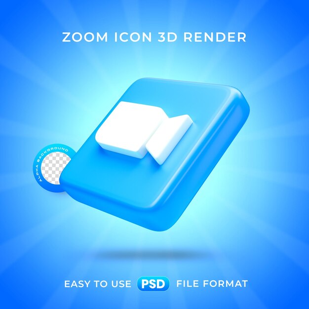 Renderizado en 3D del icono de las redes sociales de Zoom