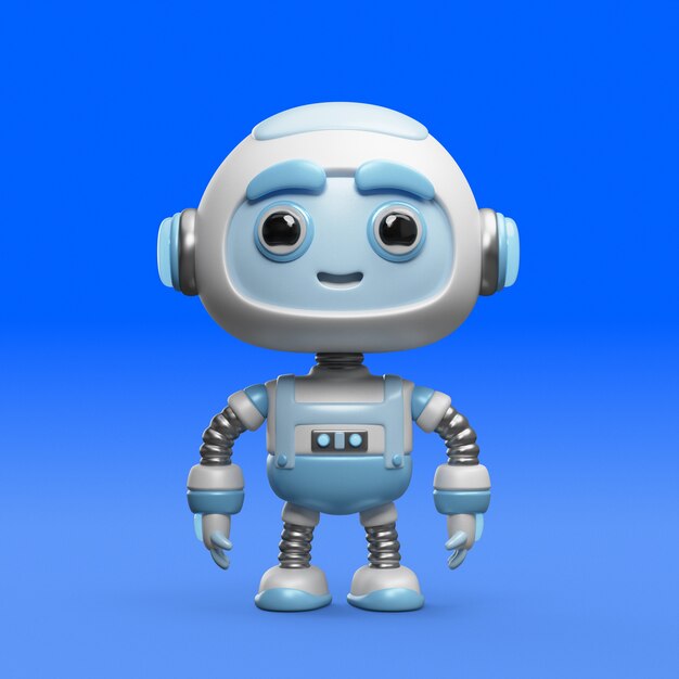 Renderizado en 3D del icono de un robot lindo