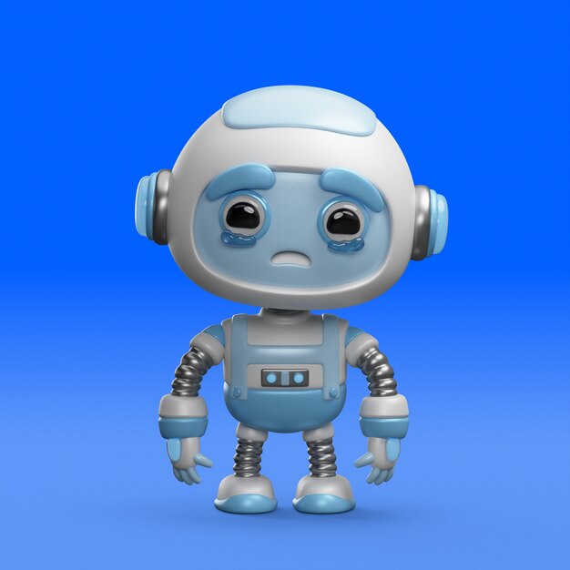 Renderizado en 3D del icono de un robot lindo