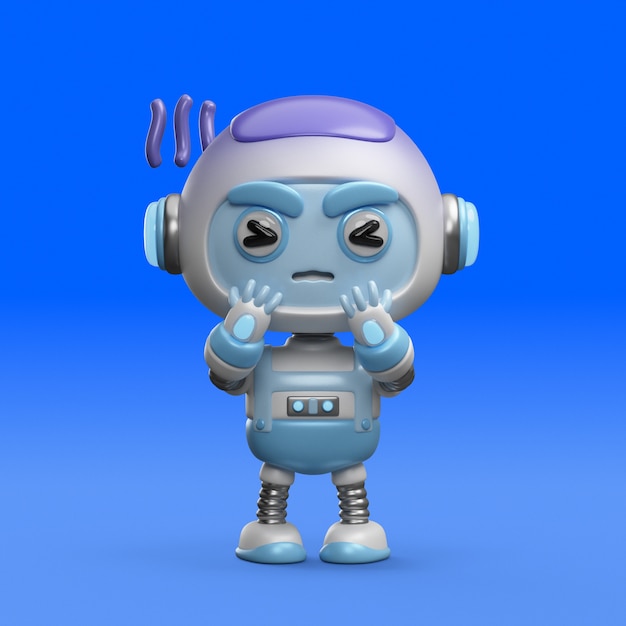 Renderizado en 3D del icono de un robot lindo