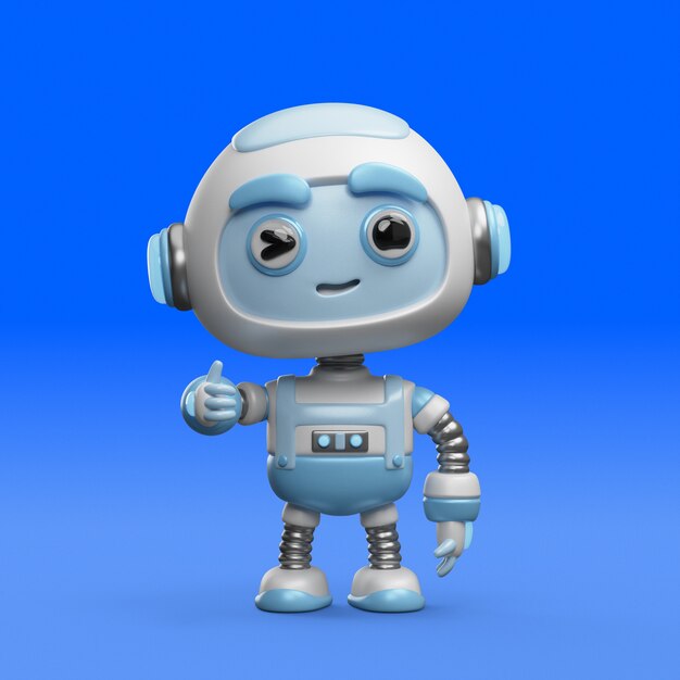 Renderizado en 3D del icono de un robot lindo