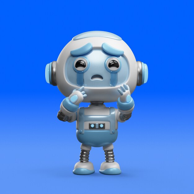 Renderizado en 3D del icono de un robot lindo
