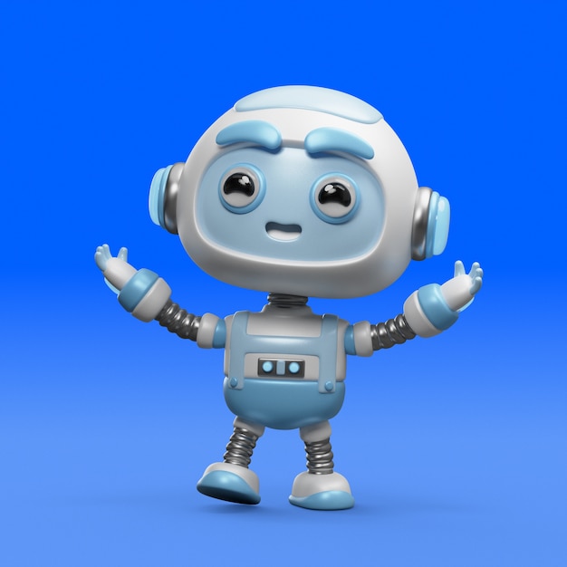 Renderizado en 3D del icono de un robot lindo