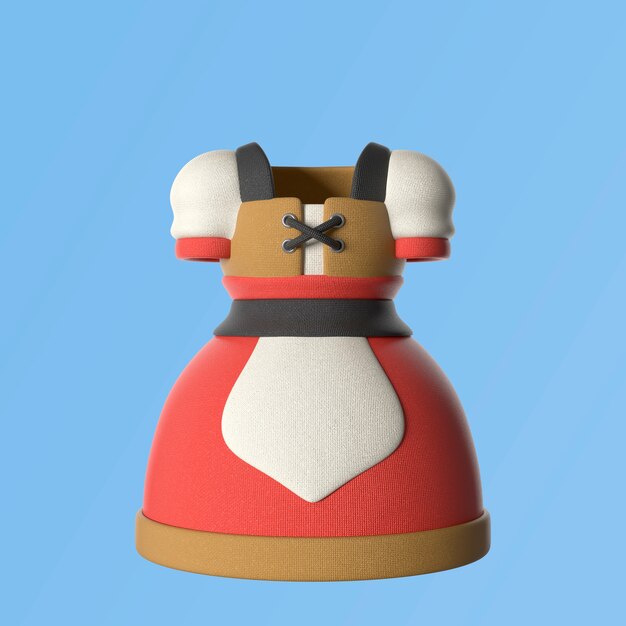 Renderizado en 3D del icono de la ropa de la mujer de Oktoberfest