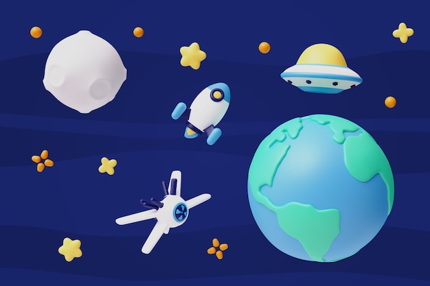 Renderizado en 3D de la ilustración espacial
