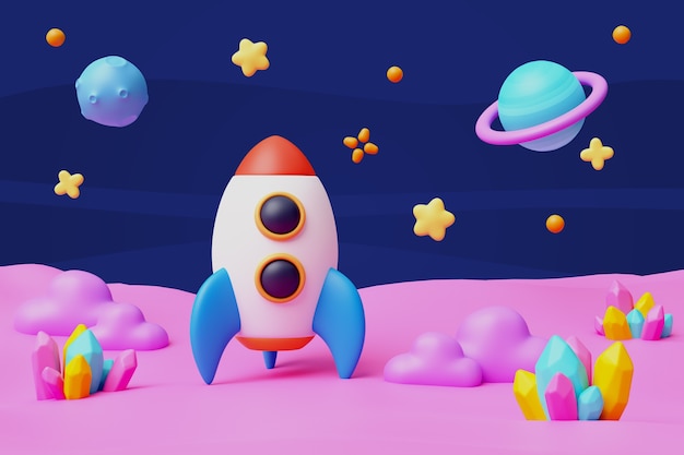 Renderizado en 3D de la ilustración espacial