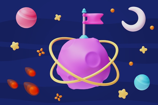 Renderizado en 3D de la ilustración espacial