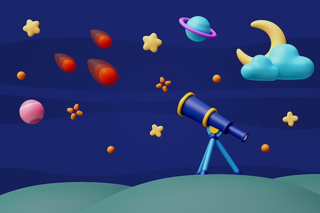 Renderizado en 3D de la ilustración espacial