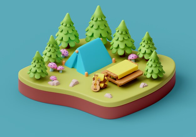 Renderizado en 3D de una ilustración de paisaje