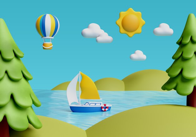 Renderizado en 3D de una ilustración de paisaje