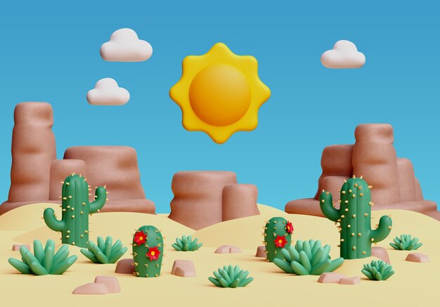 Renderizado en 3D de una ilustración de paisaje