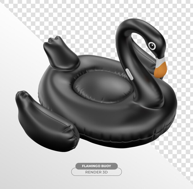 Renderizado 3D inflable Flamingo negro con fondo transparente
