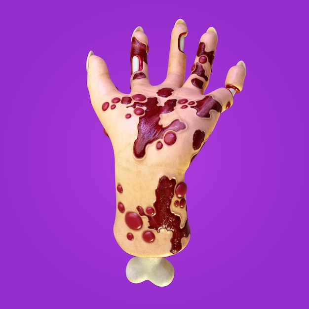 Renderizado en 3D de la mano del zombi